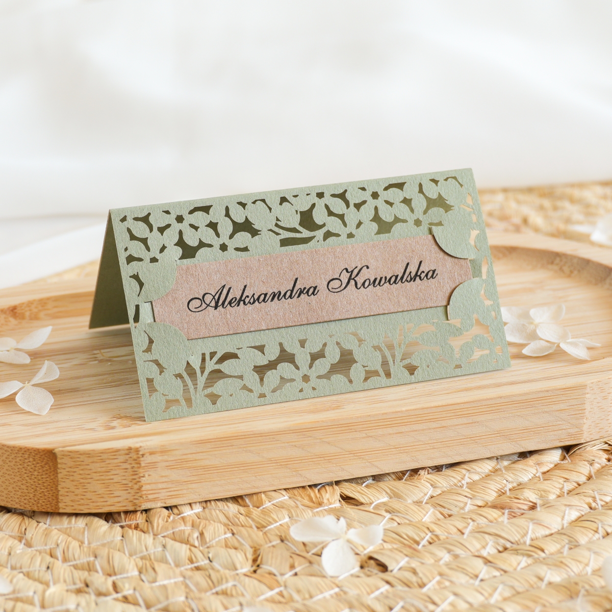 Rustykalne, szałwiowe winietki ślubne, boho - sage green - sage 04