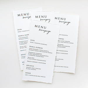 Białe menu z rwanymi brzegami