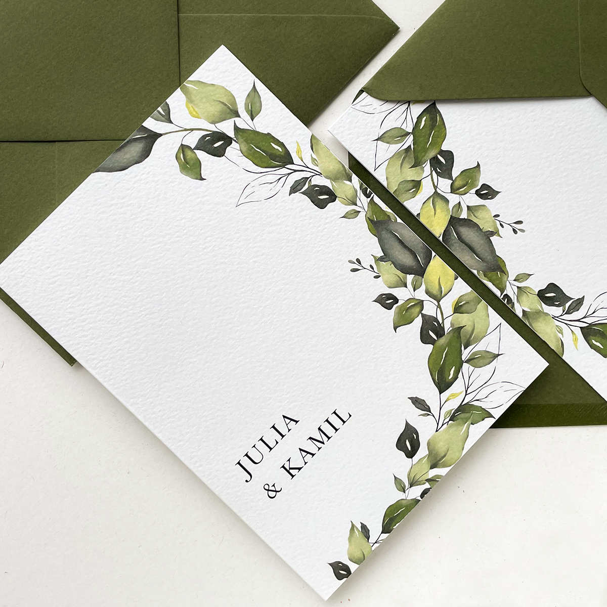 Białe minimalistyczne zaproszenia ślubne - flora 11